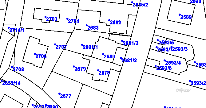 Parcela st. 2680 v KÚ Michle, Katastrální mapa