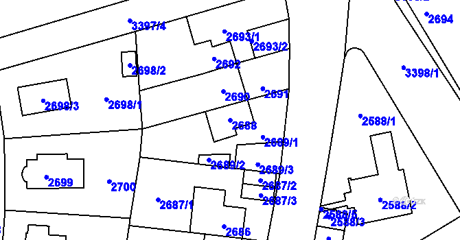 Parcela st. 2688 v KÚ Michle, Katastrální mapa