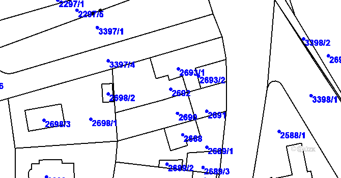 Parcela st. 2692 v KÚ Michle, Katastrální mapa