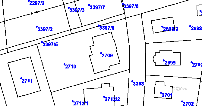 Parcela st. 2709 v KÚ Michle, Katastrální mapa
