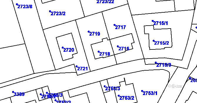 Parcela st. 2718 v KÚ Michle, Katastrální mapa