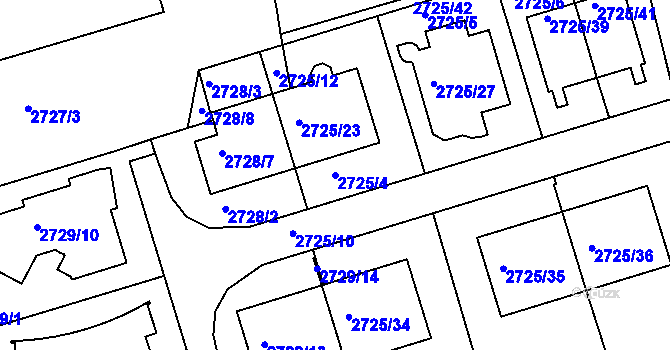 Parcela st. 2725/4 v KÚ Michle, Katastrální mapa