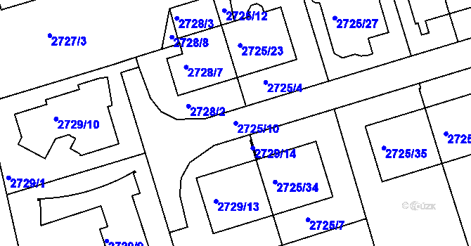 Parcela st. 2725/10 v KÚ Michle, Katastrální mapa