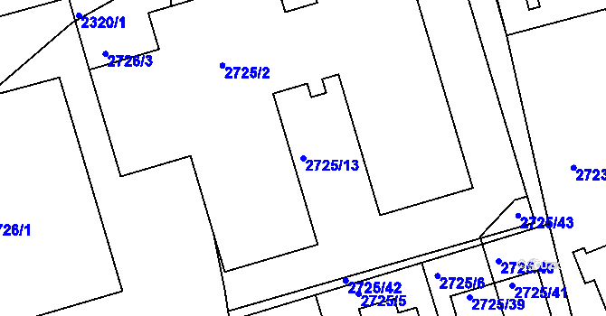 Parcela st. 2725/13 v KÚ Michle, Katastrální mapa