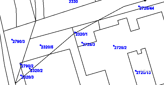 Parcela st. 2726/3 v KÚ Michle, Katastrální mapa