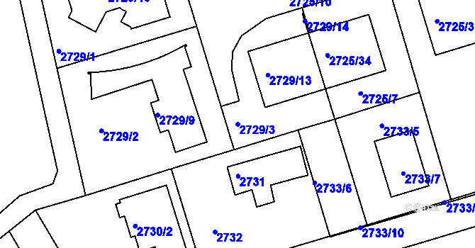 Parcela st. 2729/3 v KÚ Michle, Katastrální mapa