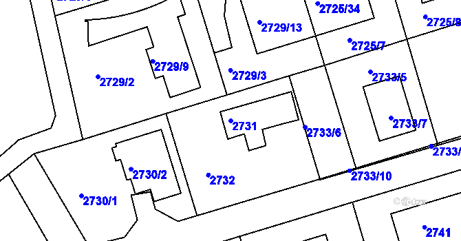 Parcela st. 2731 v KÚ Michle, Katastrální mapa