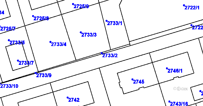 Parcela st. 2733/2 v KÚ Michle, Katastrální mapa