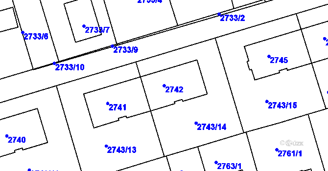 Parcela st. 2742 v KÚ Michle, Katastrální mapa