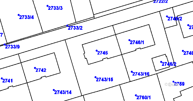 Parcela st. 2745 v KÚ Michle, Katastrální mapa