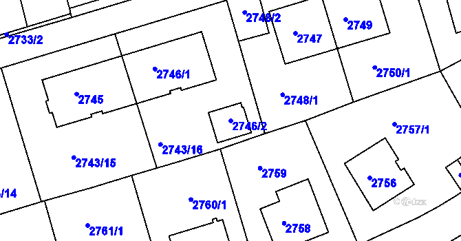 Parcela st. 2746/2 v KÚ Michle, Katastrální mapa