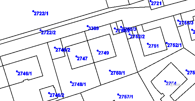 Parcela st. 2749 v KÚ Michle, Katastrální mapa