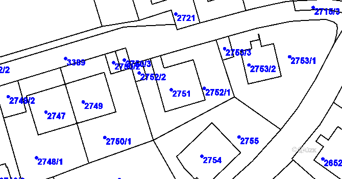 Parcela st. 2751 v KÚ Michle, Katastrální mapa