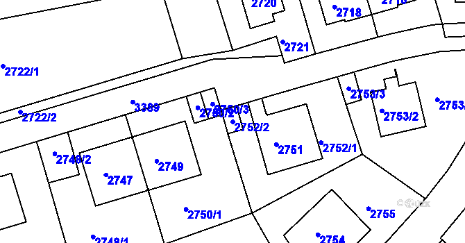 Parcela st. 2752/2 v KÚ Michle, Katastrální mapa