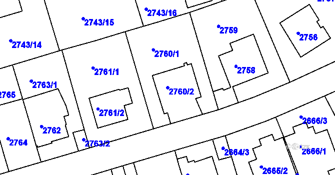 Parcela st. 2760/2 v KÚ Michle, Katastrální mapa