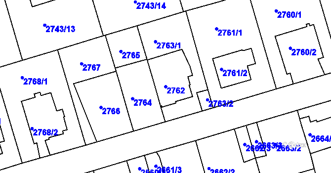 Parcela st. 2762 v KÚ Michle, Katastrální mapa