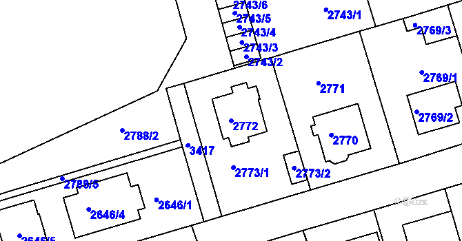 Parcela st. 2772 v KÚ Michle, Katastrální mapa