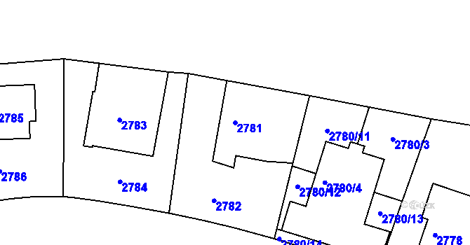 Parcela st. 2781 v KÚ Michle, Katastrální mapa