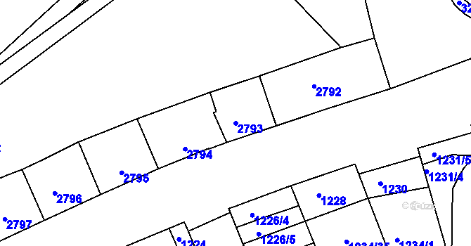 Parcela st. 2793 v KÚ Michle, Katastrální mapa