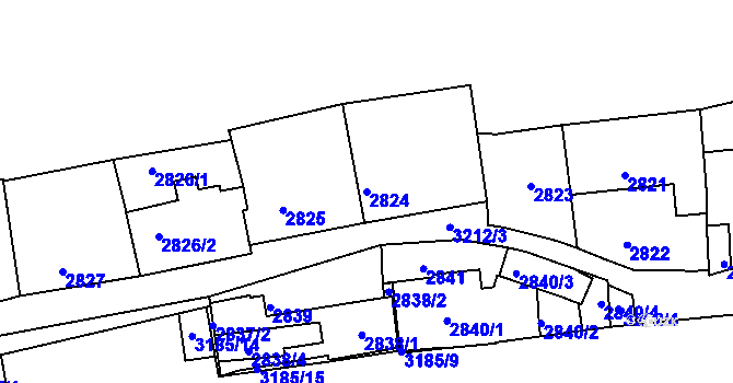 Parcela st. 2824 v KÚ Michle, Katastrální mapa