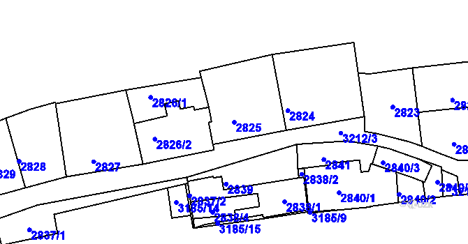 Parcela st. 2825 v KÚ Michle, Katastrální mapa