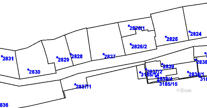 Parcela st. 2827 v KÚ Michle, Katastrální mapa