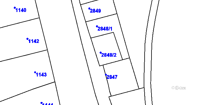 Parcela st. 2848/2 v KÚ Michle, Katastrální mapa