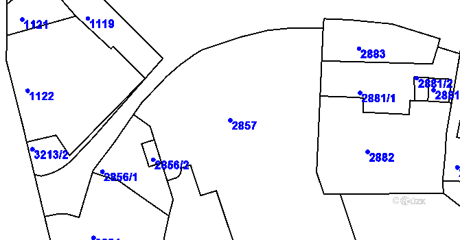 Parcela st. 2857 v KÚ Michle, Katastrální mapa
