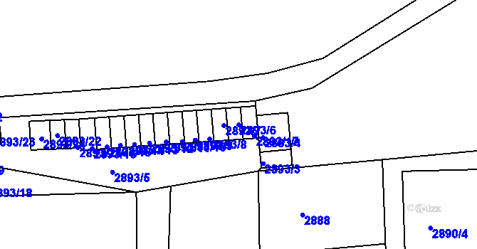 Parcela st. 2893/6 v KÚ Michle, Katastrální mapa