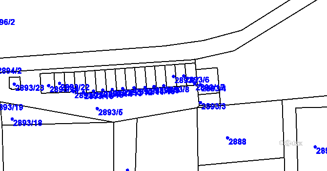 Parcela st. 2893/8 v KÚ Michle, Katastrální mapa