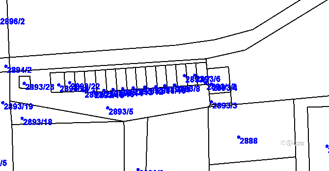 Parcela st. 2893/9 v KÚ Michle, Katastrální mapa