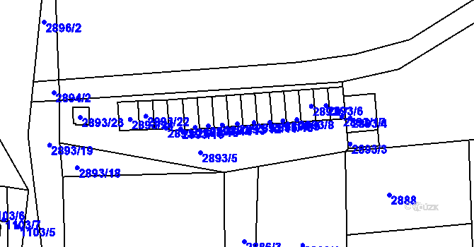 Parcela st. 2893/12 v KÚ Michle, Katastrální mapa