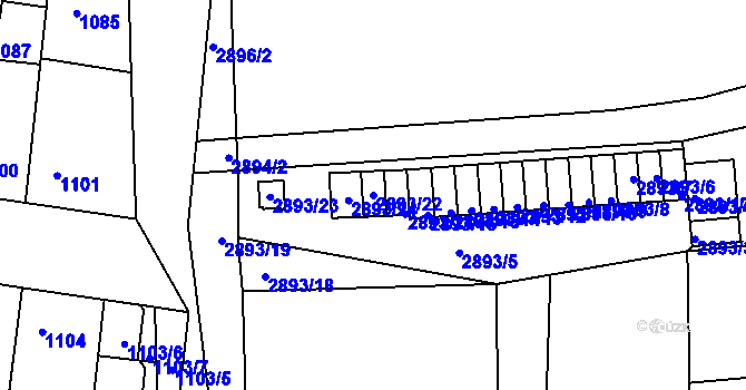 Parcela st. 2893/22 v KÚ Michle, Katastrální mapa