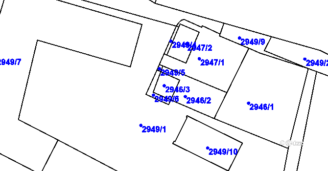Parcela st. 2946/3 v KÚ Michle, Katastrální mapa