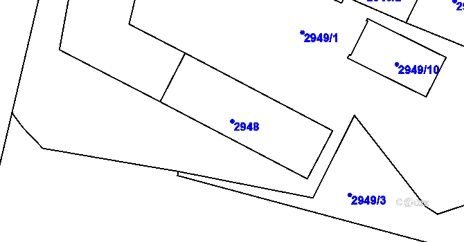 Parcela st. 2948 v KÚ Michle, Katastrální mapa