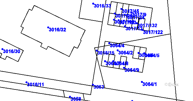 Parcela st. 3016/15 v KÚ Michle, Katastrální mapa
