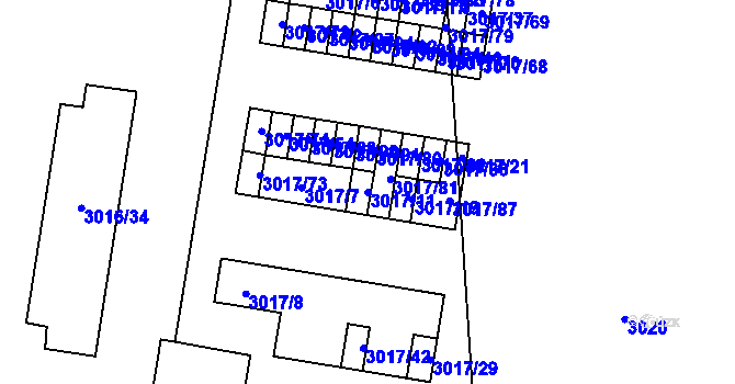 Parcela st. 3017/11 v KÚ Michle, Katastrální mapa