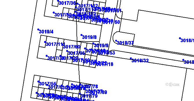 Parcela st. 3017/53 v KÚ Michle, Katastrální mapa