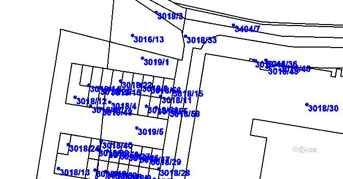 Parcela st. 3018/15 v KÚ Michle, Katastrální mapa