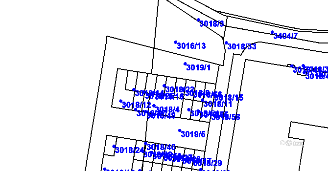 Parcela st. 3018/22 v KÚ Michle, Katastrální mapa