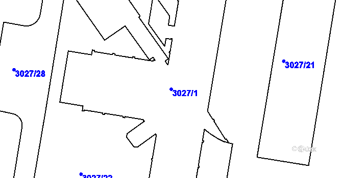 Parcela st. 3027/1 v KÚ Michle, Katastrální mapa
