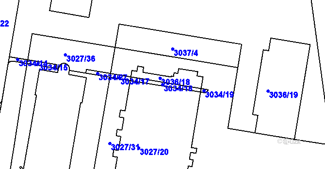 Parcela st. 3034/18 v KÚ Michle, Katastrální mapa
