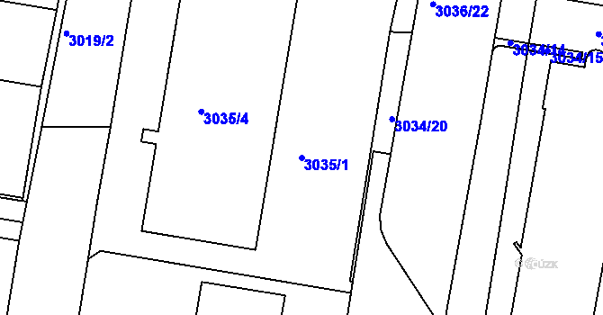 Parcela st. 3035/1 v KÚ Michle, Katastrální mapa