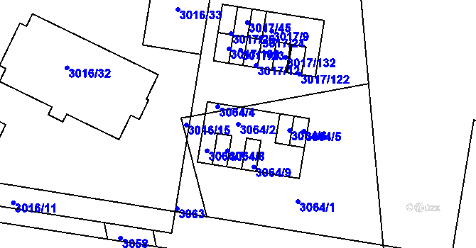 Parcela st. 3064/2 v KÚ Michle, Katastrální mapa