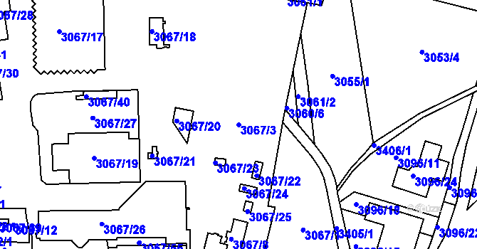 Parcela st. 3067/3 v KÚ Michle, Katastrální mapa