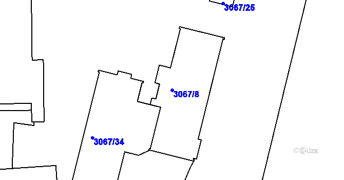 Parcela st. 3067/8 v KÚ Michle, Katastrální mapa