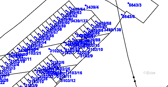 Parcela st. 3102/13 v KÚ Michle, Katastrální mapa