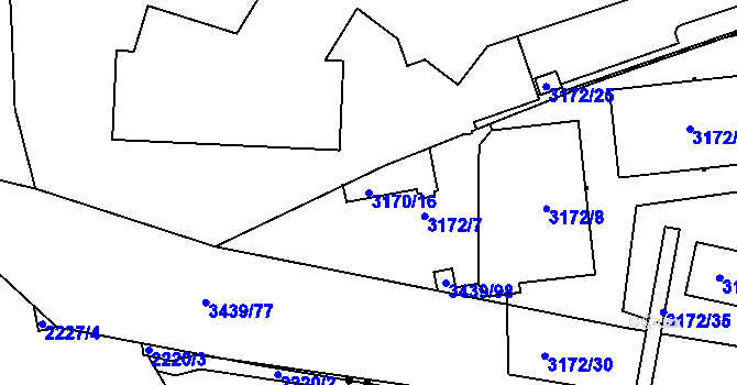 Parcela st. 3170/16 v KÚ Michle, Katastrální mapa