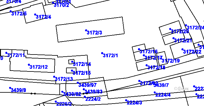 Parcela st. 3172/1 v KÚ Michle, Katastrální mapa