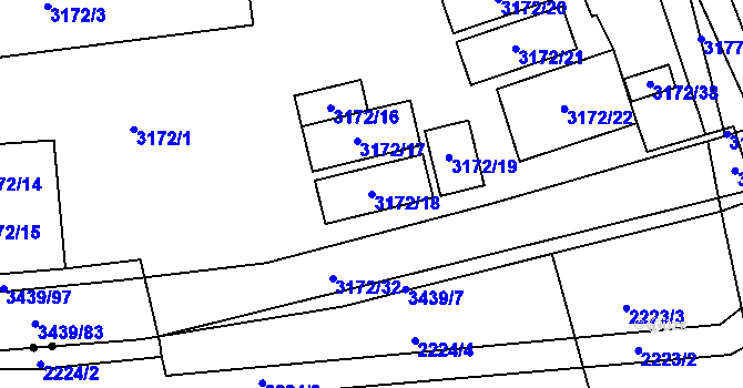 Parcela st. 3172/18 v KÚ Michle, Katastrální mapa